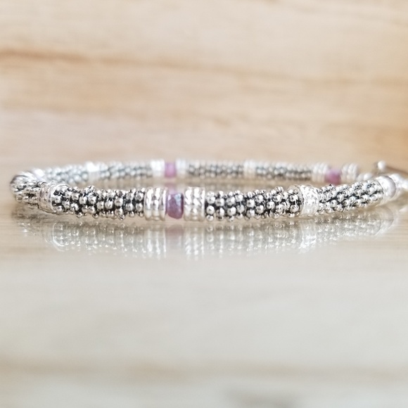 Pink Silverite Sapphire Toggle Bracelet - Picture 2 of 6